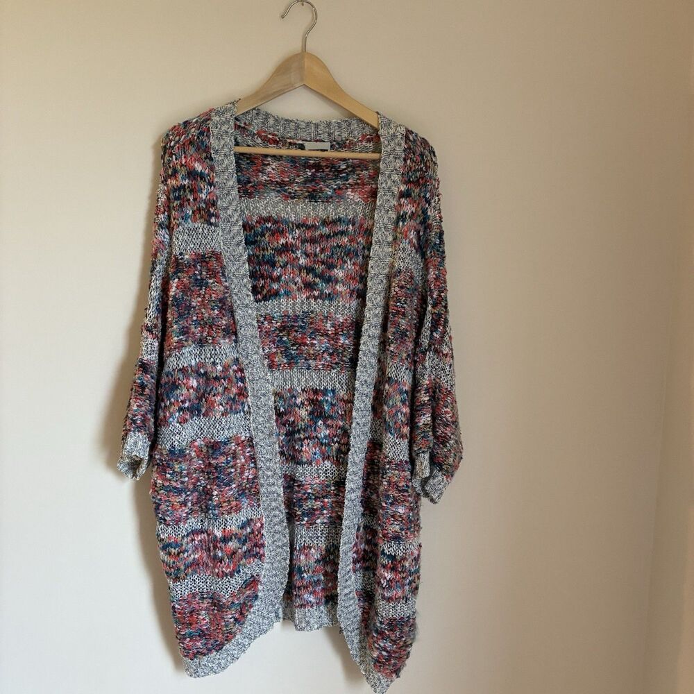 Noisy May Multicolor Speckled Oversized Chunky Knit Open Cardigan XL
